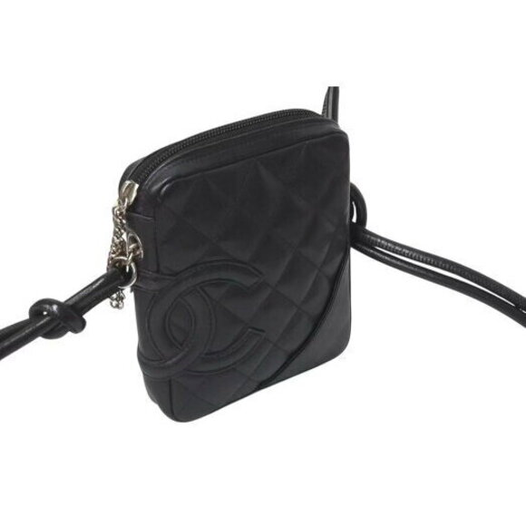 CHANEL Cambon Line Shoulder Bag Coco Mark Calfskin Quilted Black